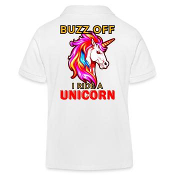 Go away, I'm riding a unicorn - Kids Organic Polo Shirt by Stanley/Stella - white - Back
