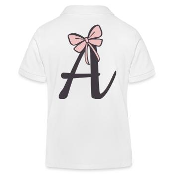 Initial letter A ribbon - Kids Organic Polo Shirt by Stanley/Stella - white - Back