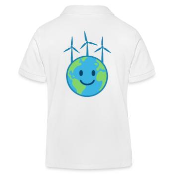 Wind Power for a Clean Earth - Kids Organic Polo Shirt by Stanley/Stella - white - Back