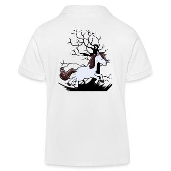 Wild Pferd Pony Pferde Kind Kinder - Kinder Organic Poloshirt Mini Sprinter von Stanley/Stella - Weiß - Hinten