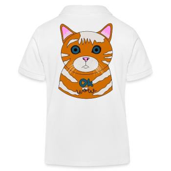 Erstaunte Katze Ok Wow - Kinder Organic Poloshirt Mini Sprinter von Stanley/Stella - Weiß - Hinten