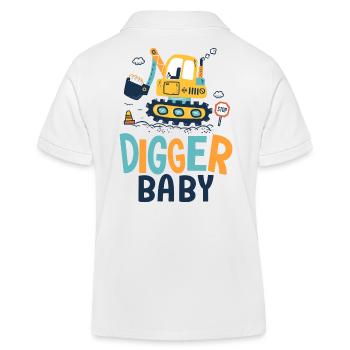 Baby Digger Birth Baby, Dad Construction Site - Kids Organic Polo Shirt by Stanley/Stella - white - Back