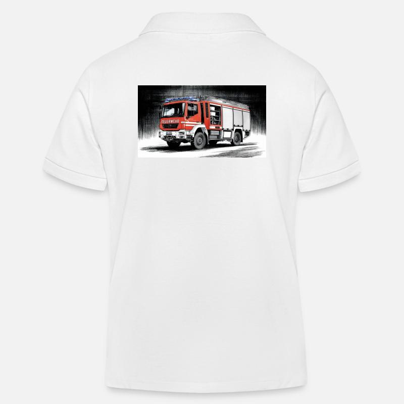 Camion de pompiers - Polo enfant bio Stanley/Stella - blanc