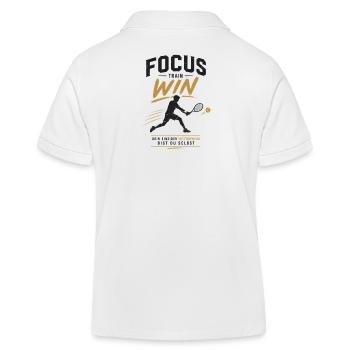 Fokus Train Win Tennis Design - Kinder Organic Poloshirt Mini Sprinter von Stanley/Stella - Weiß - Hinten