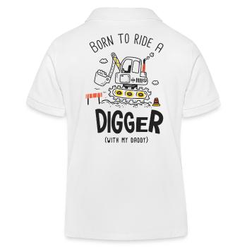 Born to ride a digger with my daddy - Kids Organic Polo Shirt by Stanley/Stella - white - Back