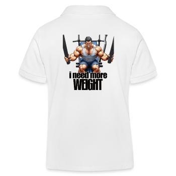 Fitness-Freaks "Ich brauche mehr Gewicht" - Kinder Organic Poloshirt Mini Sprinter von Stanley/Stella - Weiß - Hinten