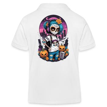 Sugar Skull Girl with Pumpkins - Kids Organic Polo Shirt by Stanley/Stella - white - Back