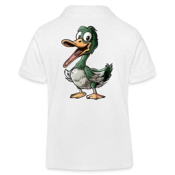 Cheerful duck with big smile - Kids Organic Polo Shirt by Stanley/Stella - white - Back