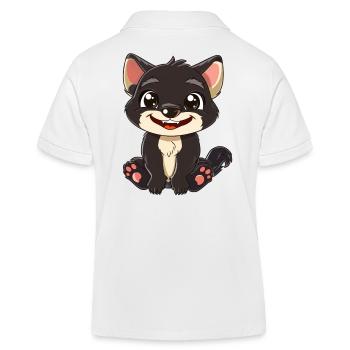 Cute Tasmanian Devil Cartoon Style - Kids Organic Polo Shirt by Stanley/Stella - white - Back