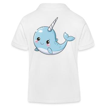 Narwal Wal Meerestier Fantasy Motiv - Kinder Organic Poloshirt Mini Sprinter von Stanley/Stella - Weiß - Hinten