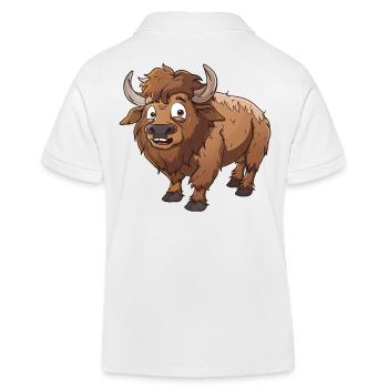 Lustiges Hochlandrind In Braun Tönen - Kinder Organic Poloshirt Mini Sprinter von Stanley/Stella - Weiß - Hinten