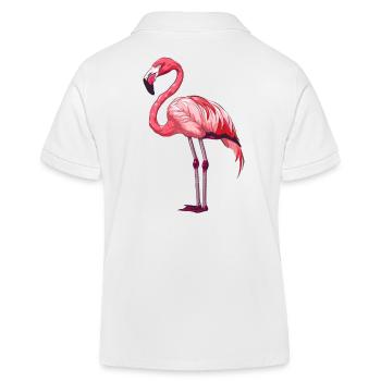 Eleganter Rosa Flamingo Stehend - Kinder Organic Poloshirt Mini Sprinter von Stanley/Stella - Weiß - Hinten