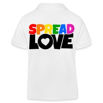T-Shirt mit Spread Love in Regenbogenfarben - Kinder Organic Poloshirt Mini Sprinter von Stanley/Stella - Weiß - Hinten