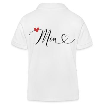 Mia nom Prénom Calligraphie coeur - Polo enfant bio Stanley/Stella - blanc - Dos