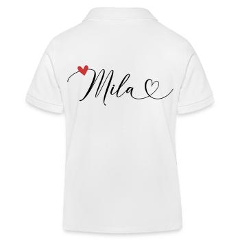 Mila Nom Prénom Calligraphie Coeur - Polo enfant bio Stanley/Stella - blanc - Dos