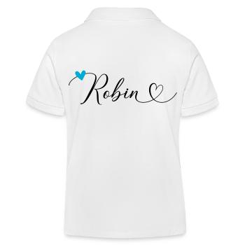 Robin Name Vorname Kalligrafieherz - Kinder Organic Poloshirt Mini Sprinter von Stanley/Stella - Weiß - Hinten