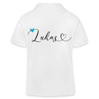 Lukas Name Vorname Kalligrafieherz - Kinder Organic Poloshirt Mini Sprinter von Stanley/Stella - Weiß - Hinten