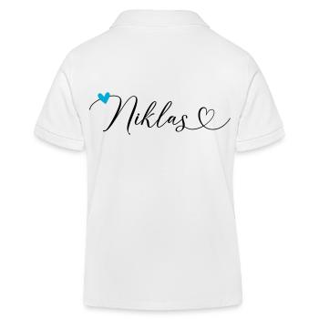 Niklas Name Vorname Kalligrafieherz - Kinder Organic Poloshirt Mini Sprinter von Stanley/Stella - Weiß - Hinten