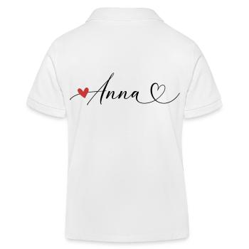 Anna Last name First name Calligraphy heart - Kids Organic Polo Shirt by Stanley/Stella - white - Back