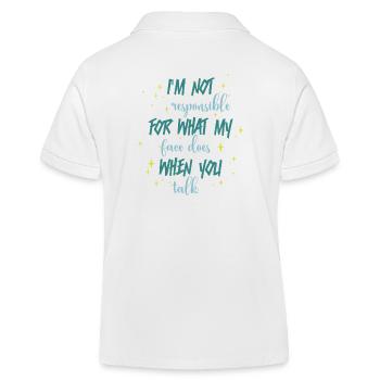 Nicht verantwortlich für das, was mein Gesicht tut, redest du - Kinder Organic Poloshirt Mini Sprinter von Stanley/Stella - Weiß - Hinten