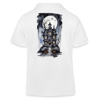 Halloween Full Moon Witch House Horror Design - Kids Organic Polo Shirt by Stanley/Stella - white - Back