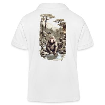 Japanmakake Ukiyo-E Affe in heißer Quelle Design - Kinder Organic Poloshirt Mini Sprinter von Stanley/Stella - Weiß - Hinten