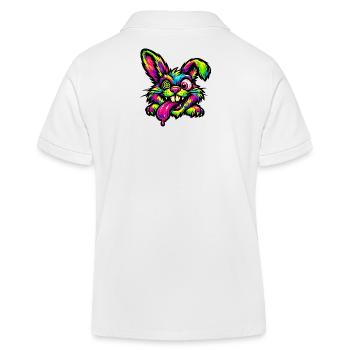 Psychedelic Bunny Neon Colors - Kids Organic Polo Shirt by Stanley/Stella - white - Back