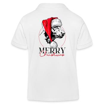 Santa Curly Coated Retriever Merry Christmas Dogs - Kids Organic Polo Shirt by Stanley/Stella - white - Back