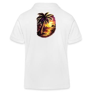 Palm Trees at Neon Sunset Zoopy - Kids Organic Polo Shirt by Stanley/Stella - white - Back