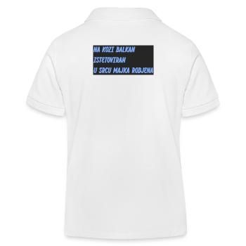 Slogan des Balkans en bleu sur noir - Polo enfant bio Stanley/Stella - blanc - Dos