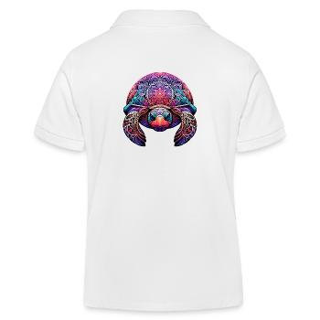 Buntes Mandala-Schildkröten-Kunstwerk - Kinder Organic Poloshirt Mini Sprinter von Stanley/Stella - Weiß - Hinten
