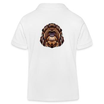 Ornate Orangutan Mandala: Symmetrical Line Art - Kids Organic Polo Shirt by Stanley/Stella - white - Back