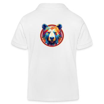 Abstract Spectrum Bear: Geometric Color Fusion - Kids Organic Polo Shirt by Stanley/Stella - white - Back