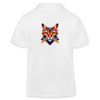 Geometric Bengal Cat: Wild Abstract Mosaic - Kids Organic Polo Shirt by Stanley/Stella - white - Back