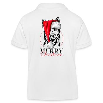 Santa Kai Ken Merry Christmas Hunde Hund Wilsigns - Kinder Organic Poloshirt Mini Sprinter von Stanley/Stella - Weiß - Hinten
