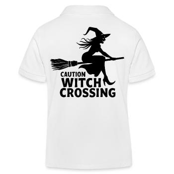 Hexe Hexenbesen Spruch Caution Witch Crossing - Kinder Organic Poloshirt Mini Sprinter von Stanley/Stella - Weiß - Hinten