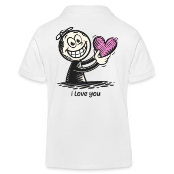 Bonhomme allumette avec coeur JE T’AIME - Polo enfant bio Stanley/Stella - blanc - Dos