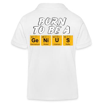 Inschrift mit den Namen der Elemente "Born To Be A Genius" - Kinder Organic Poloshirt Mini Sprinter von Stanley/Stella - Weiß - Hinten