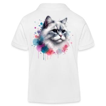Aquarelle Tête de chat - Polo enfant bio Stanley/Stella - blanc - Dos