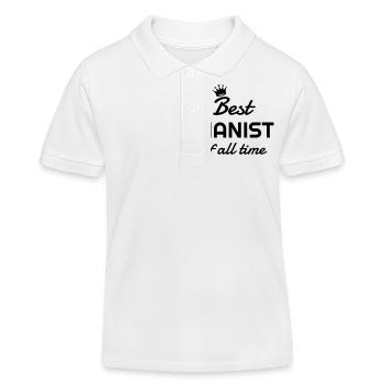 Piano - Pianist - Music - Musik - Musique - Kids Organic Polo Shirt by Stanley/Stella - white - Front