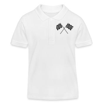 Flag Race Car Destination Motorcycle - Kids Organic Polo Shirt by Stanley/Stella - white - Front