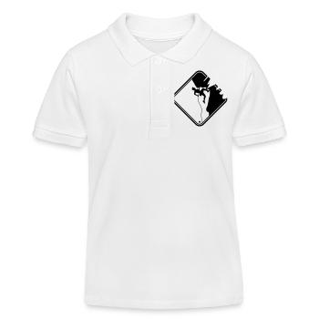 warning danger sign yellow climbing dangerous - Kids Organic Polo Shirt by Stanley/Stella - white - Front