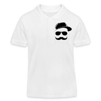 Gesicht mit Schnurrbart - Kinder Organic Poloshirt Mini Sprinter von Stanley/Stella - Weiß - Vorne
