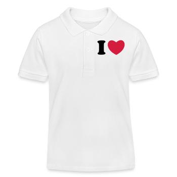 I love - I heart - I Herz - Kinder Organic Poloshirt Mini Sprinter von Stanley/Stella - Weiß - Vorne