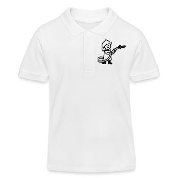 Fireman - line - Kids Organic Polo Shirt by Stanley/Stella - white - Front