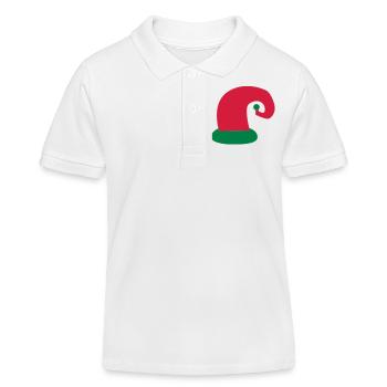 Xmas Christmas curly little elf hat - Kids Organic Polo Shirt by Stanley/Stella - white - Front