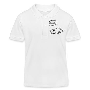 Croissant café petit déjeuner cadeau idée - Polo enfant bio Stanley/Stella - blanc - Devant