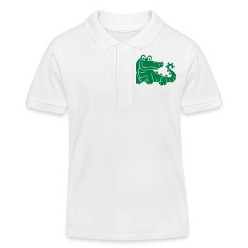 Krokodil - Kinder Organic Poloshirt Mini Sprinter von Stanley/Stella - Weiß - Vorne