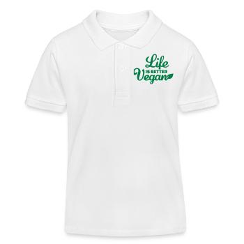 Life is better Vegan - Kids Organic Polo Shirt by Stanley/Stella - white - Front