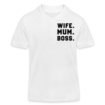 Wife Mum Boss - Kinder Organic Poloshirt Mini Sprinter von Stanley/Stella - Weiß - Vorne